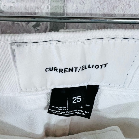 Current/Elliott The Cropped Flip Flop Raw Hem Jeans in Sugar White Size 25 - Picture 8 of 10